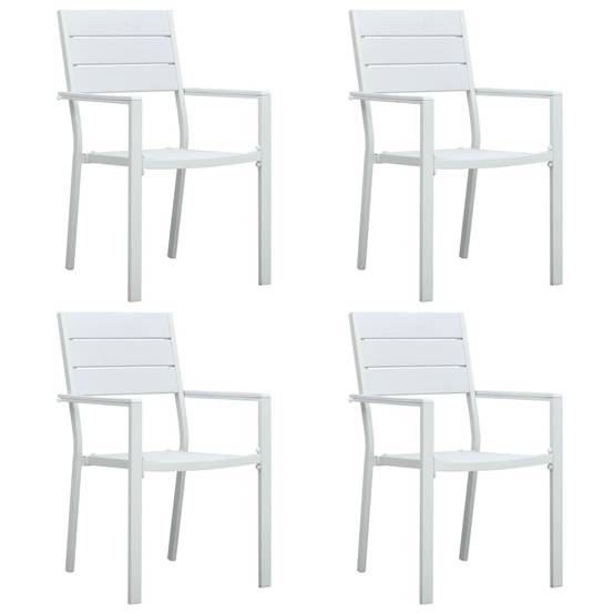 Lot de 4 Chaises de jardin - Chaises d'extérieur - Fauteuils de jardin Blanc PEHD Aspect de bois - Image 2