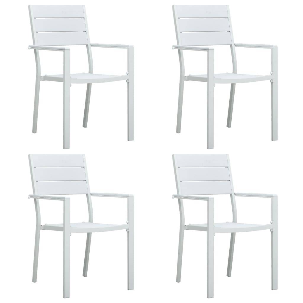 Lot de 4 Chaises de jardin - Chaises d'extérieur - Fauteuils de jardin Blanc PEHD Aspect de bois - Image 2