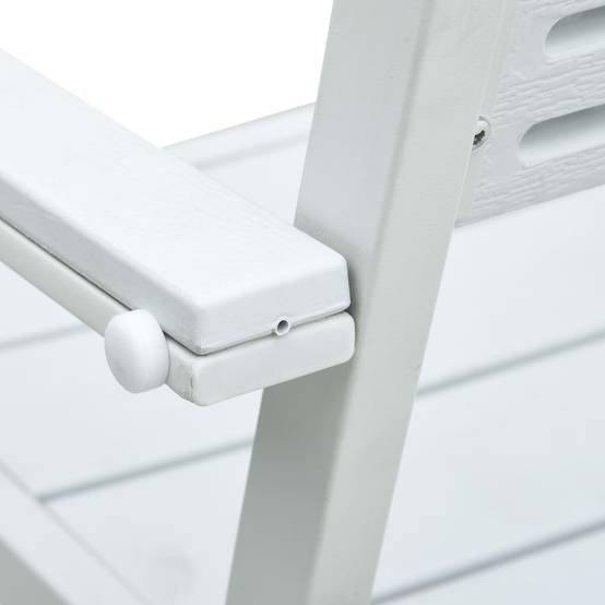Lot de 4 Chaises de jardin - Chaises d'extérieur - Fauteuils de jardin Blanc PEHD Aspect de bois - Image 8