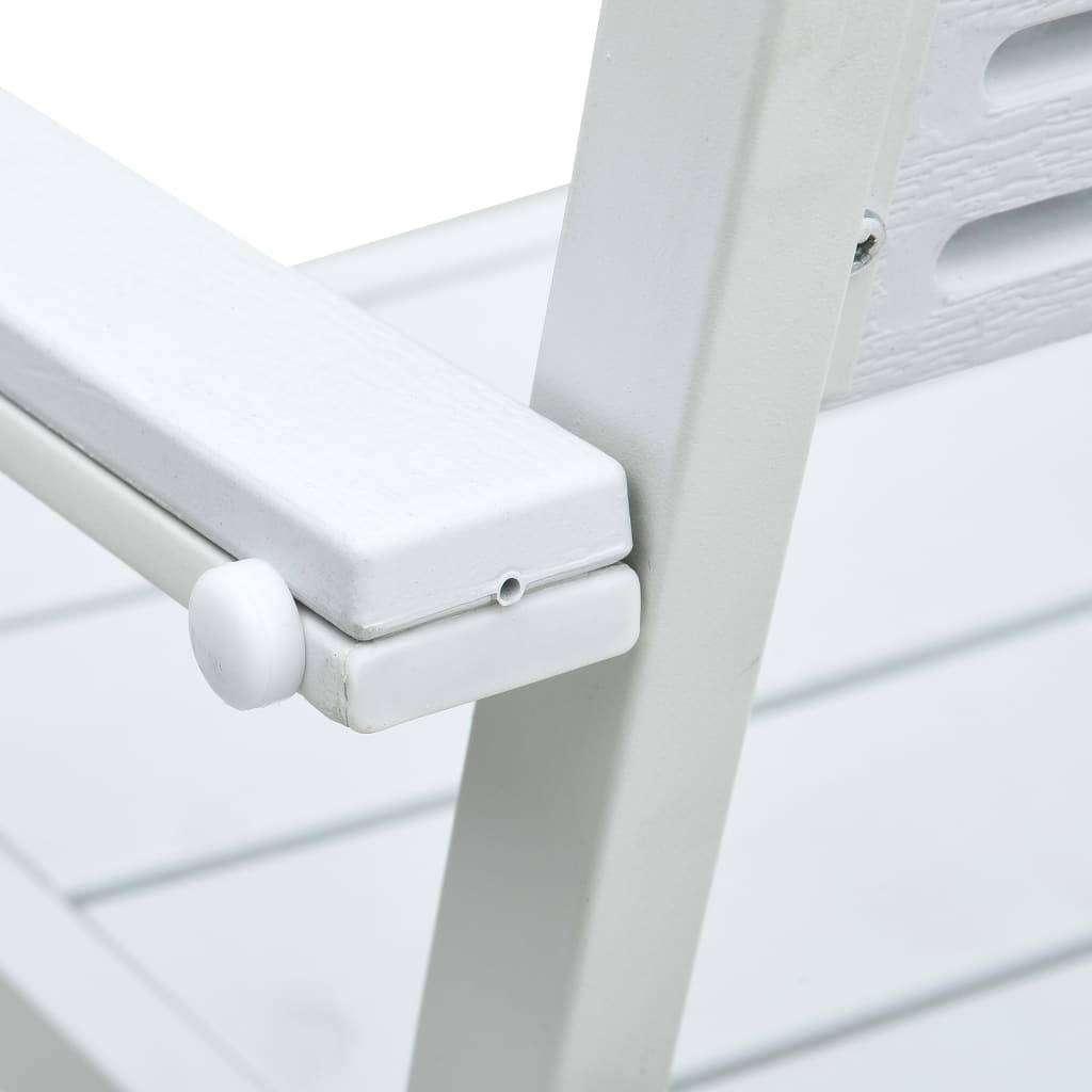 Lot de 4 Chaises de jardin - Chaises d'extérieur - Fauteuils de jardin Blanc PEHD Aspect de bois - Image 8