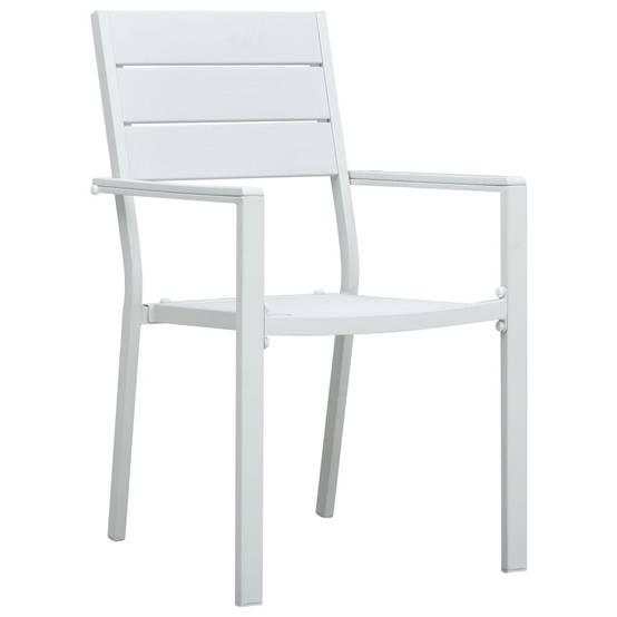Lot de 4 Chaises de jardin - Chaises d'extérieur - Fauteuils de jardin Blanc PEHD Aspect de bois - Image 1
