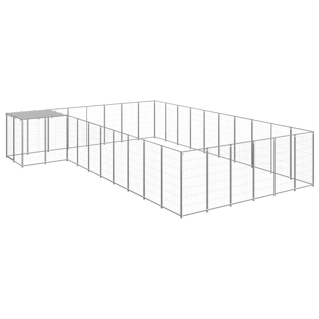 Helloshop26 - Chenil extérieur cage enclos parc animaux chien argenté 19,36 m² acier - Imagen 1