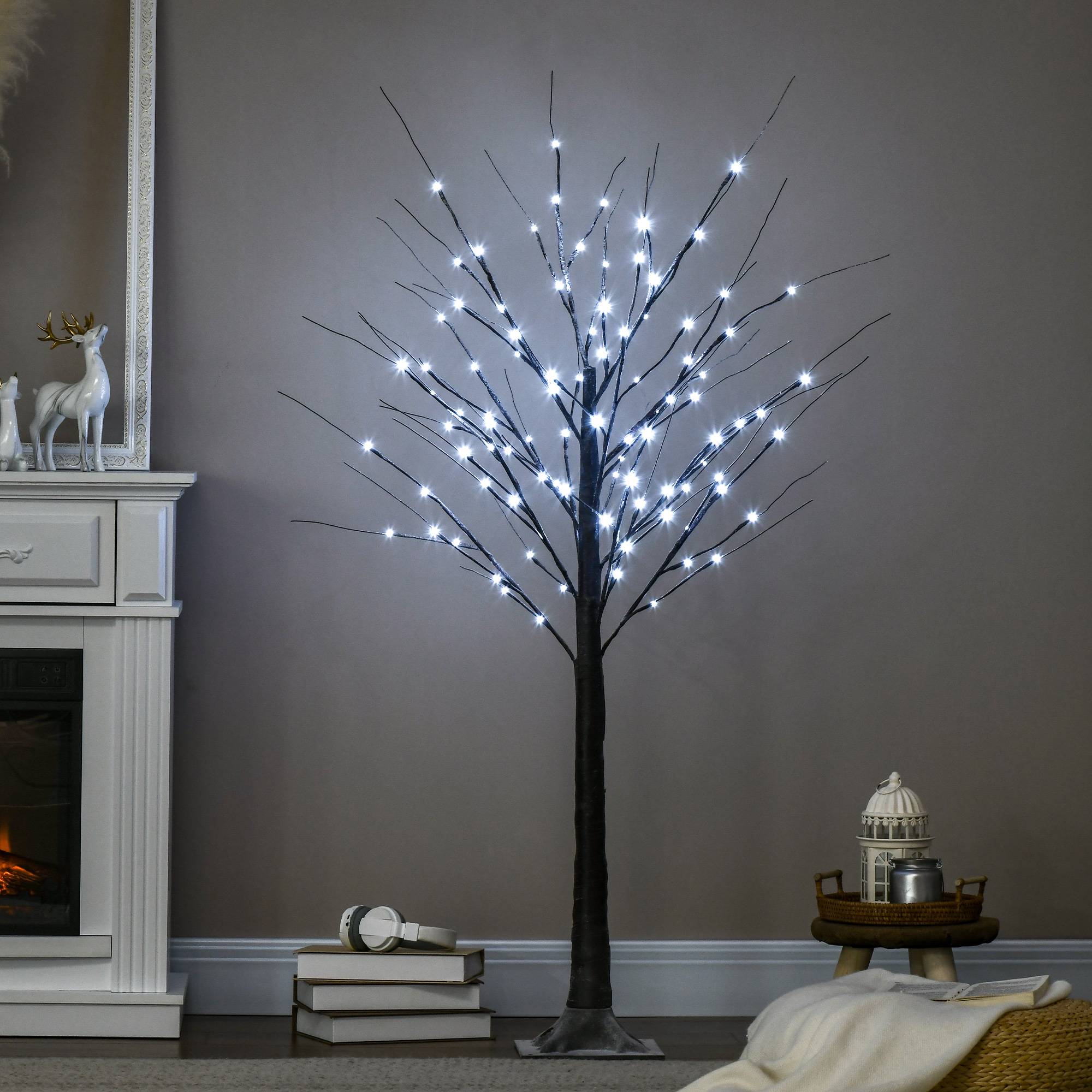 Arbre lumineux LED blanc froid,96 LED, usage intérieur,150cm, déco Noël maison chambre, marron - Image 4