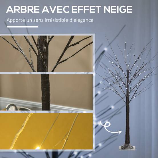 Arbre lumineux LED blanc froid,96 LED, usage intérieur,150cm, déco Noël maison chambre, marron - Image 7