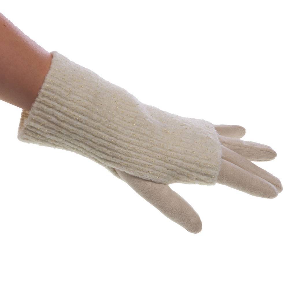 Amadeus - Gants en tricot et suédine crème - Image 2