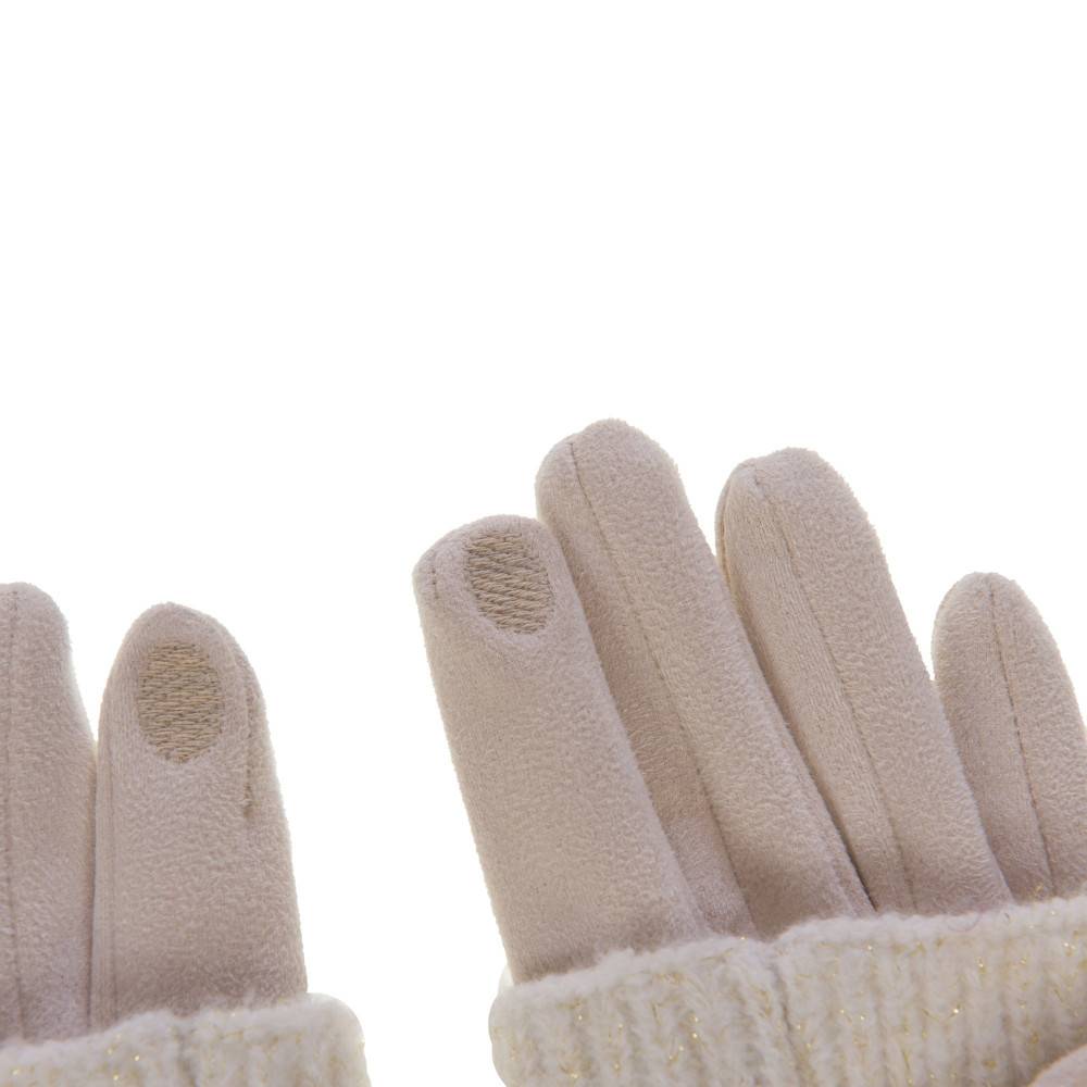 Amadeus - Gants en tricot et suédine crème - Image 3