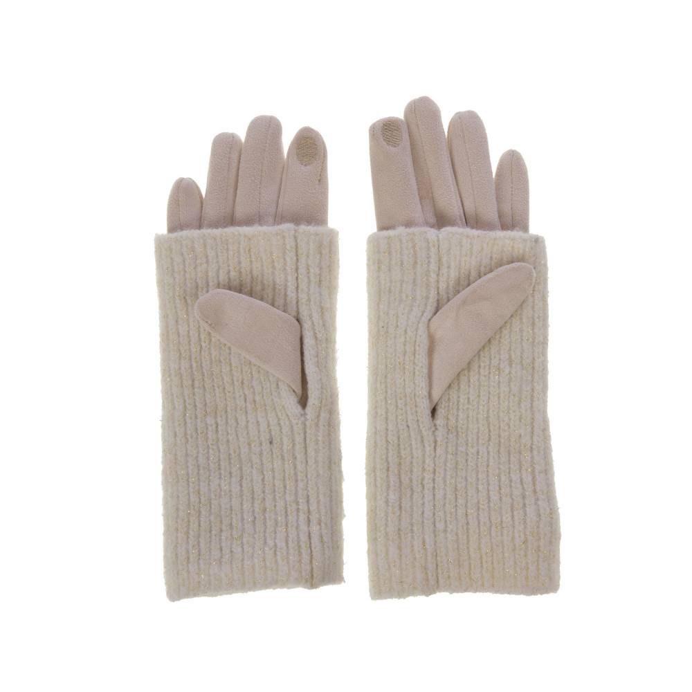 Amadeus - Gants en tricot et suédine crème - Image 1