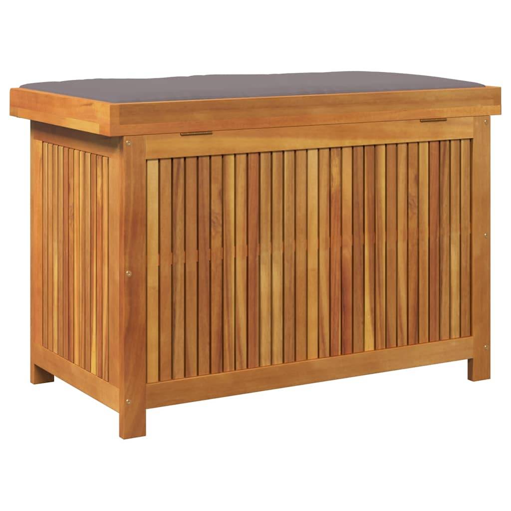 Boîte à coussins bois d'acacia naturel et gris foncé 90 x 50 x 60.5 cm - PANGIVO - Image 7