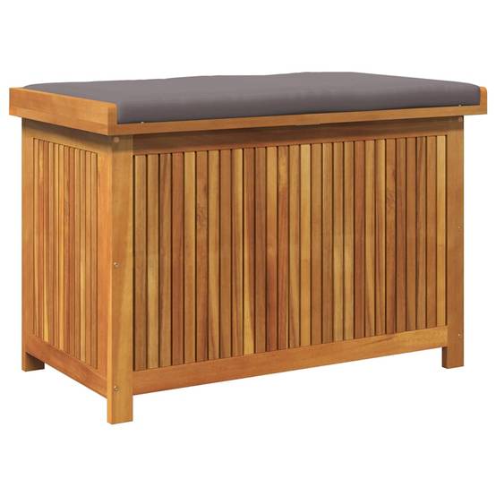 Boîte à coussins bois d'acacia naturel et gris foncé 90 x 50 x 60.5 cm - PANGIVO - Image 2