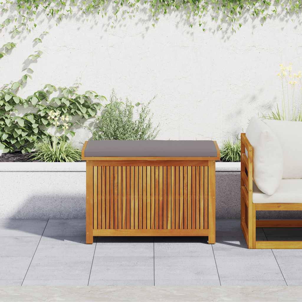 Boîte à coussins bois d'acacia naturel et gris foncé 90 x 50 x 60.5 cm - PANGIVO - Image 1