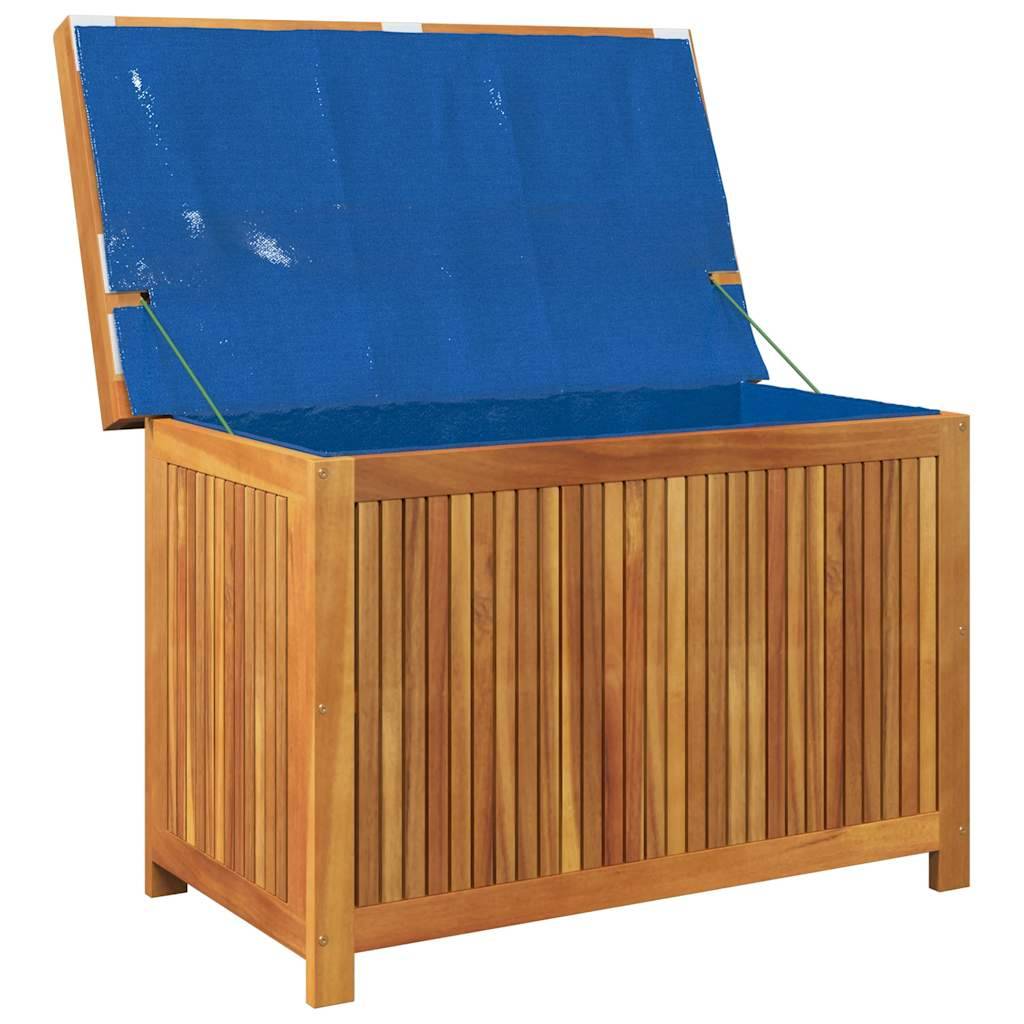 Boîte à coussins bois d'acacia naturel et gris foncé 90 x 50 x 60.5 cm - PANGIVO - Image 4