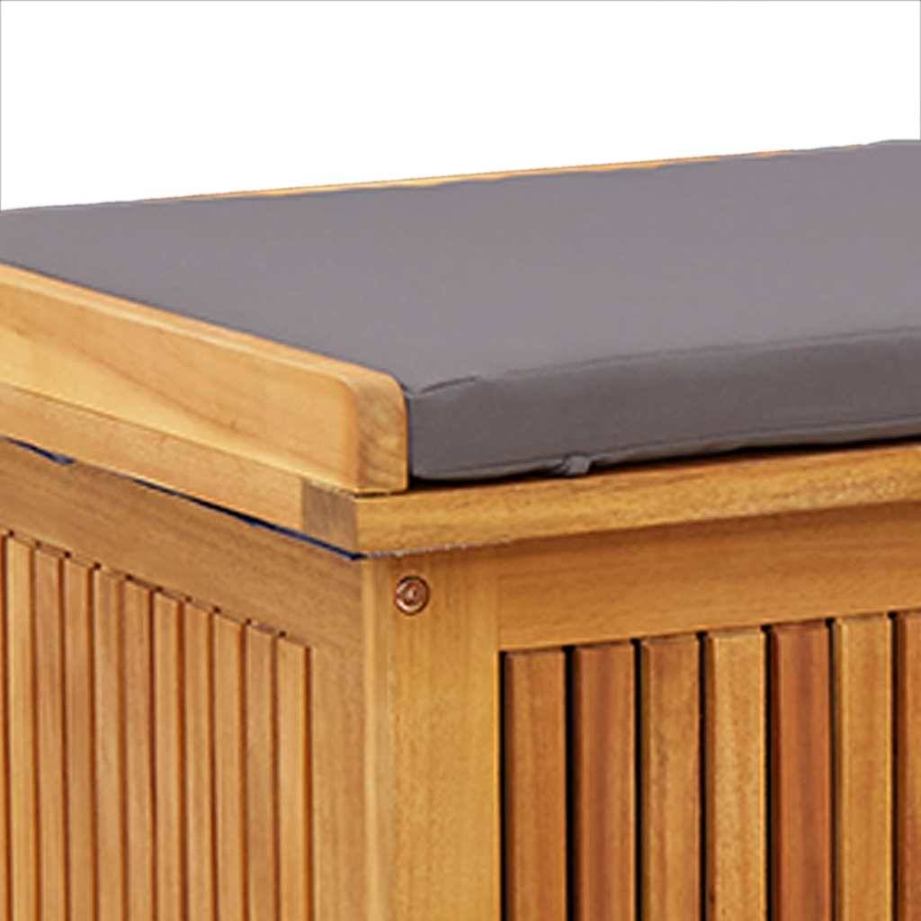 Boîte à coussins bois d'acacia naturel et gris foncé 90 x 50 x 60.5 cm - PANGIVO - Image 9