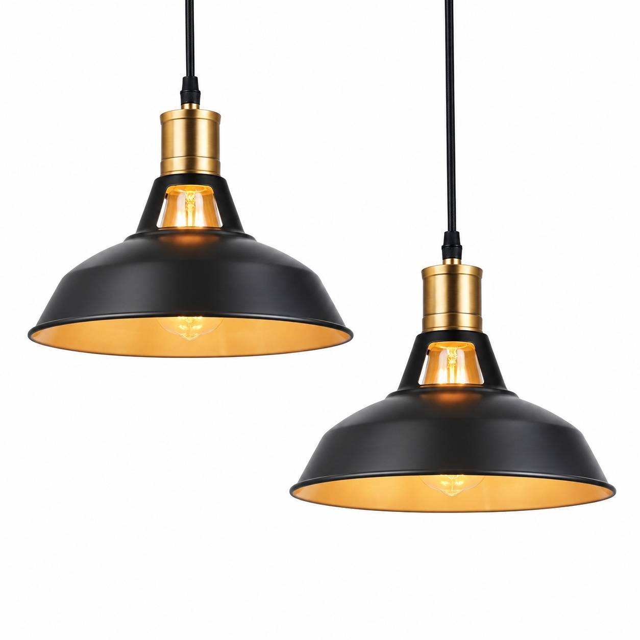 Suspension Industrielle Vintage Métal Lot de 2 Abat Jour Doré Style Nordique - Image 1