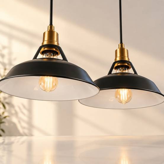 Suspension Industrielle Vintage Métal Lot de 2 Abat Jour Doré Style Nordique - Image 4