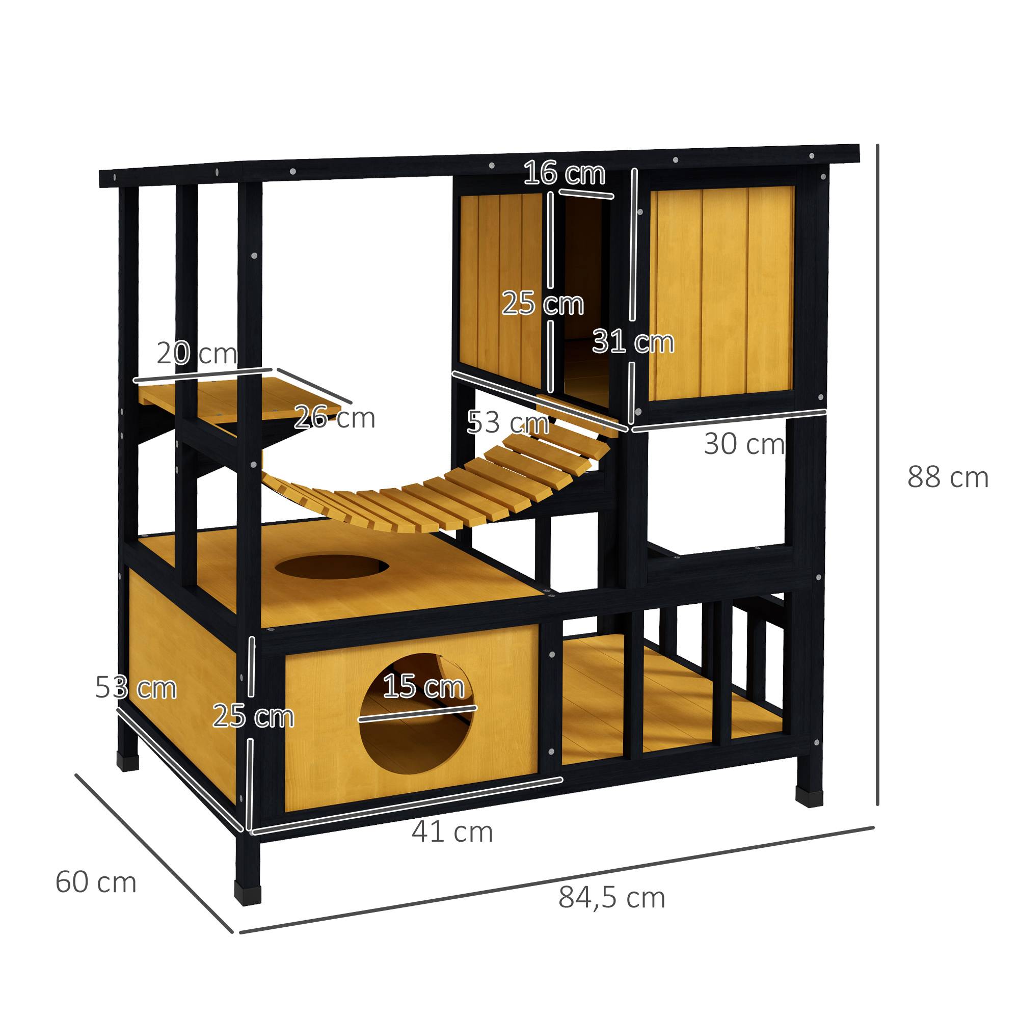 Maison pour chat bois vert et naturel 84.5 x 60 x 88 cm - PANGIVO - Image 5