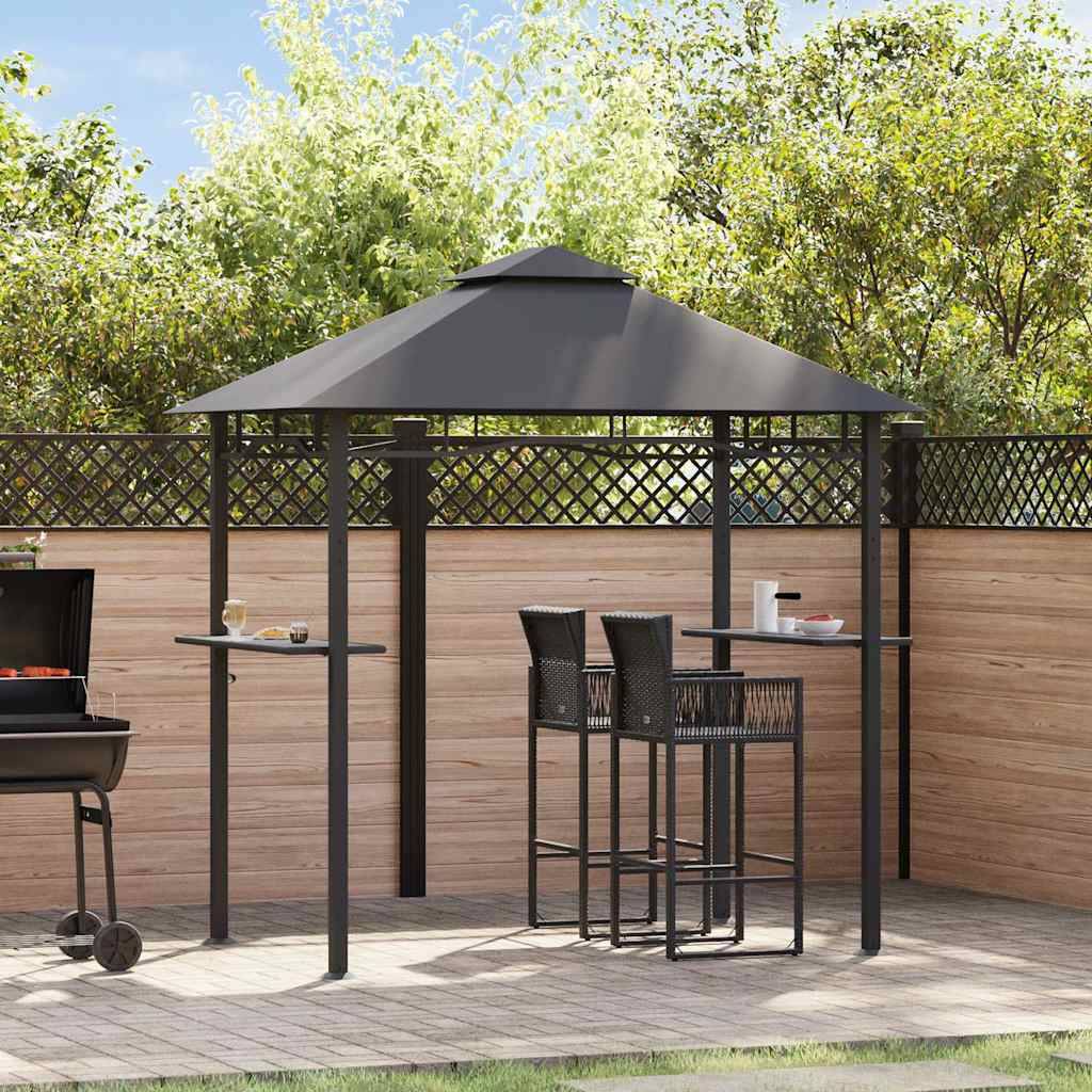 ComfortXL - Abri Barbecue Acier avec Double Toit et Étagères pour Grillades Jardin Anthracite 2.4x1.5m – ComfortXL Outdoor Living