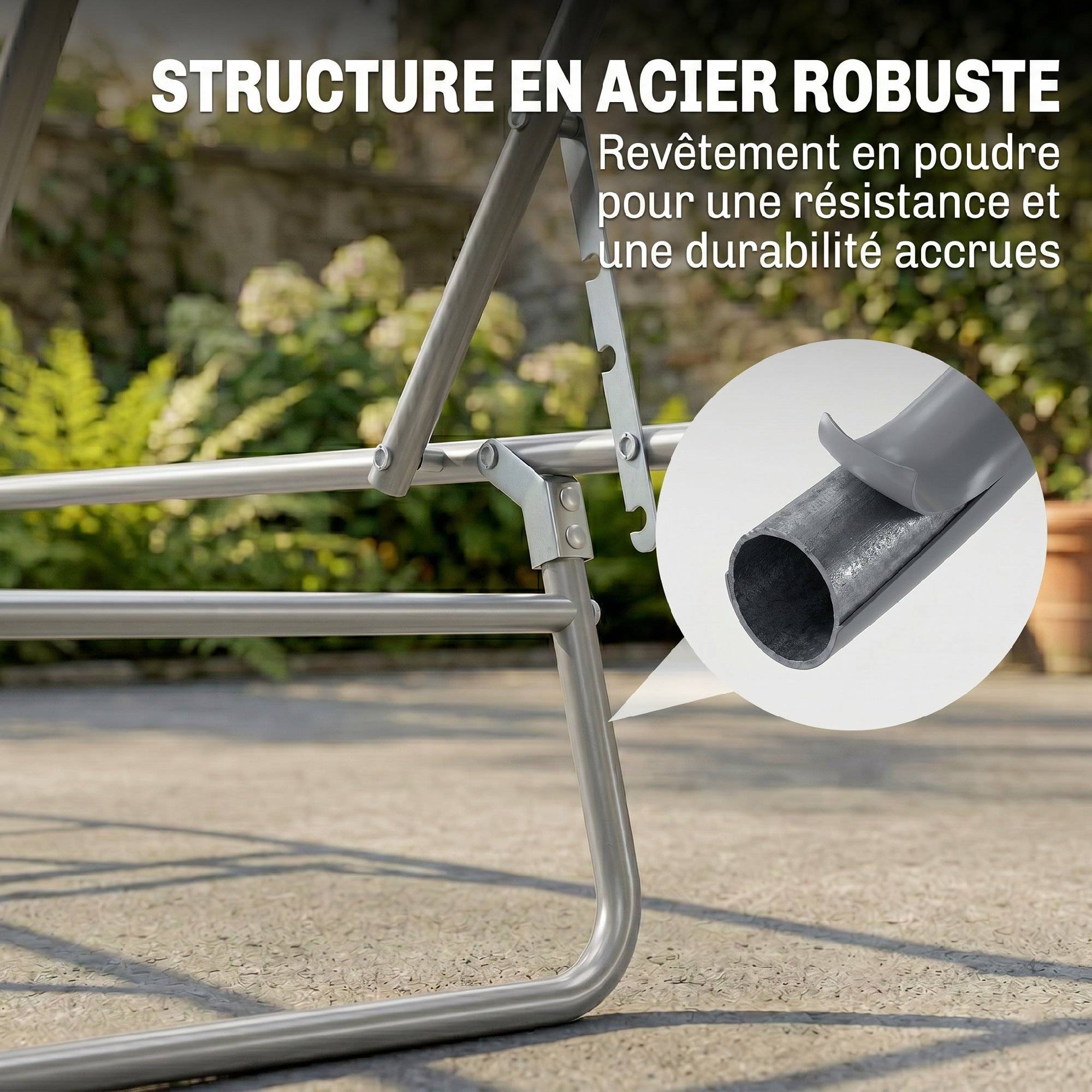 Outsunny - Transat bain de soleil pliable grand confort dossier et pare-soleil réglable multi-positions chocolat - Outsunny - Imagen 6