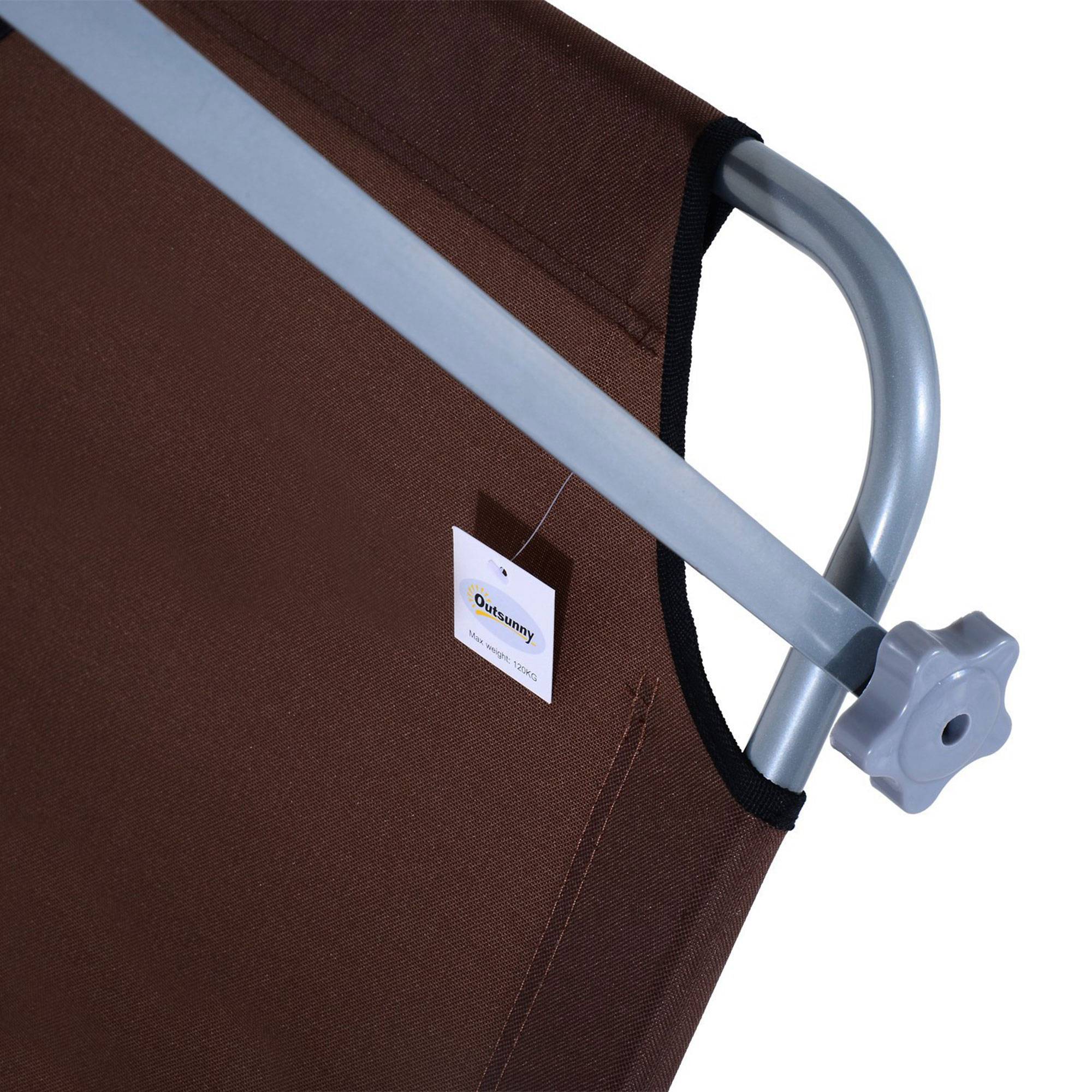 Outsunny - Transat bain de soleil pliable grand confort dossier et pare-soleil réglable multi-positions chocolat - Outsunny - Imagen 10