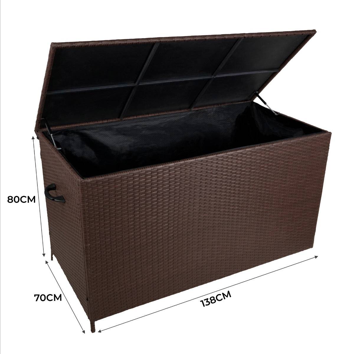 Monster Racking - Coffre de Rangement Extérieur en Rotin Marron – 582 L - Imagen 5