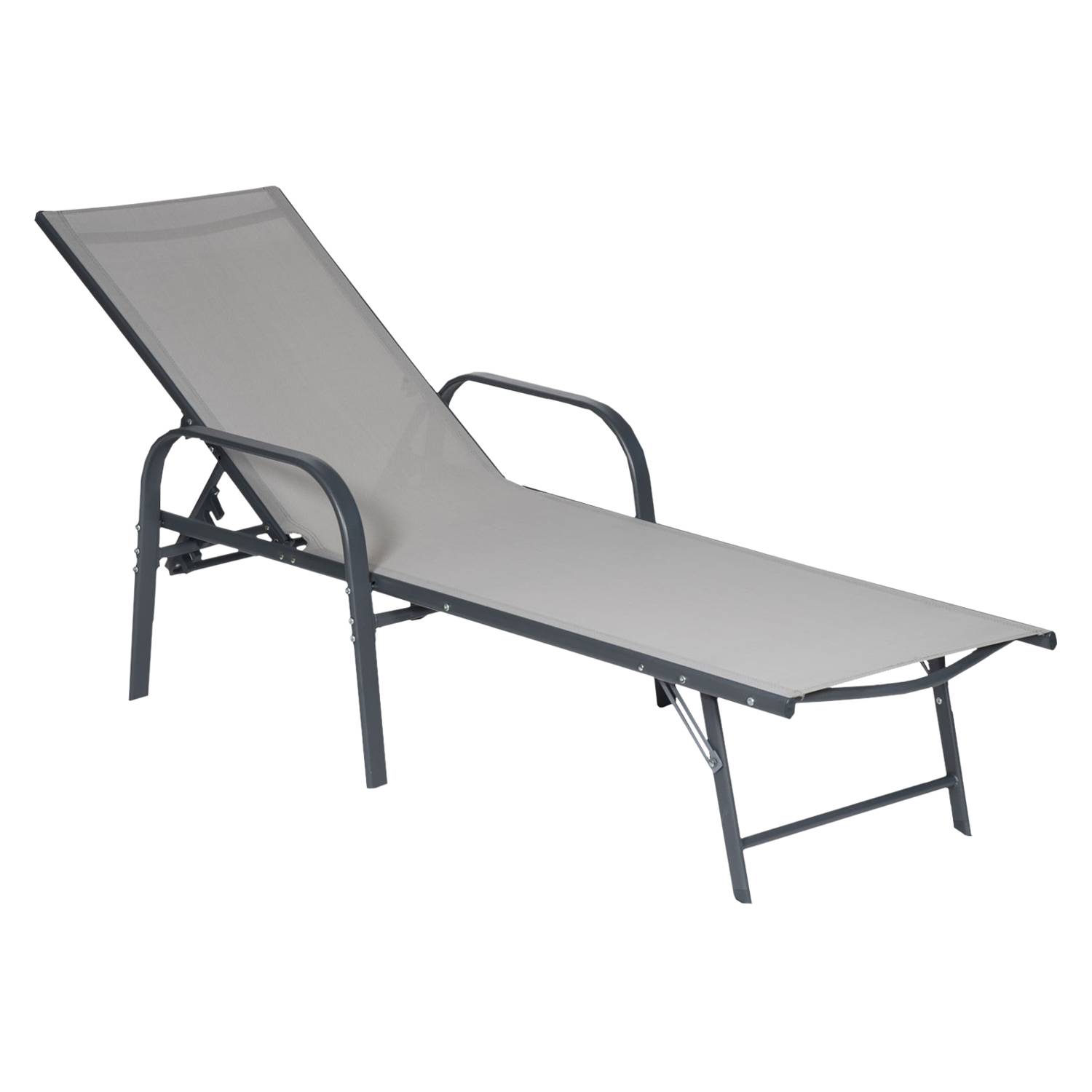 Happy Garden - Lot de 2 bains de soleil SARDINIA en textilène gris - structure anthracite - HAPPY GARDEN - Image 10