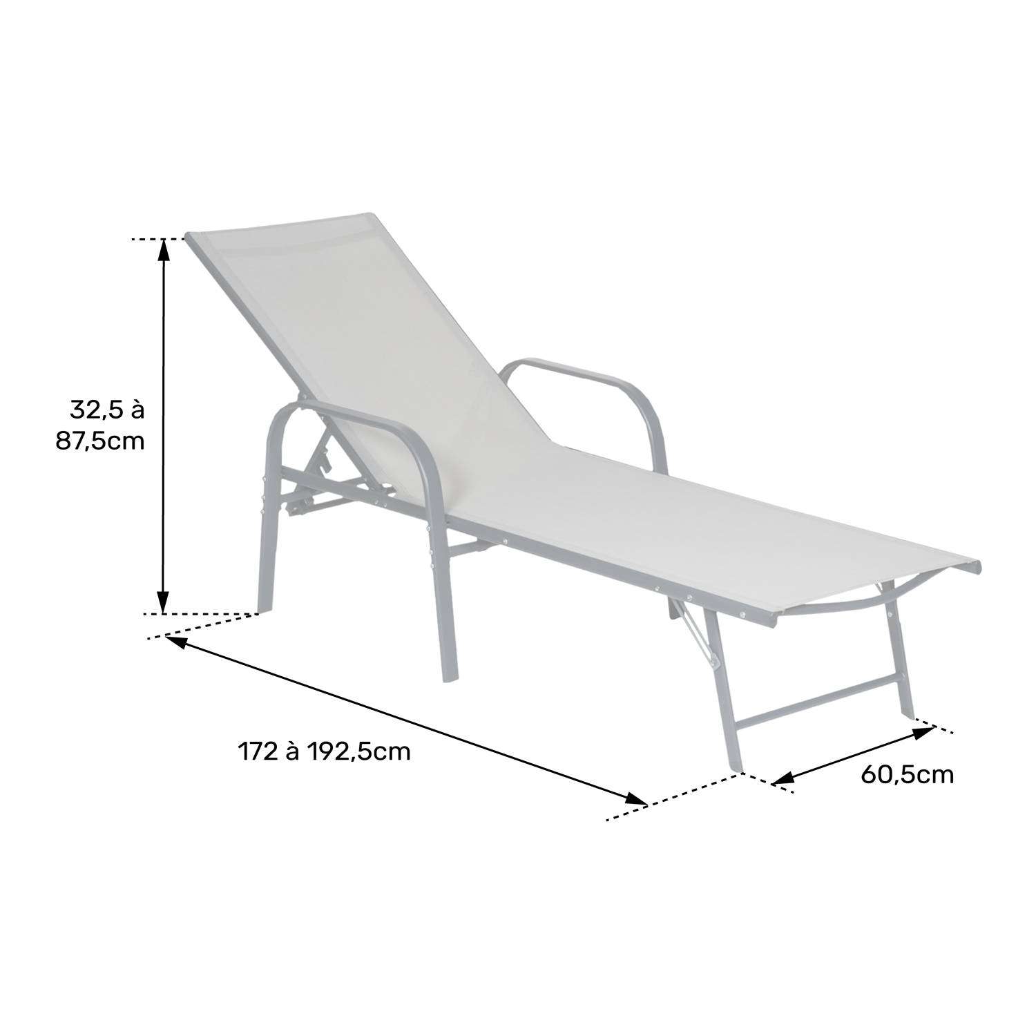 Lot de 2 bains de soleil SARDINIA en textilène gris - structure anthracite - HAPPY GARDEN - Image 8