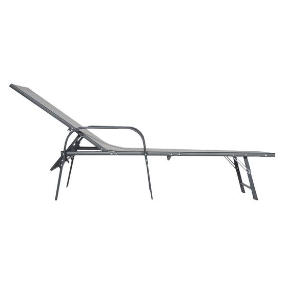 Lot de 2 bains de soleil SARDINIA en textilène gris - structure anthracite - HAPPY GARDEN - Image 3