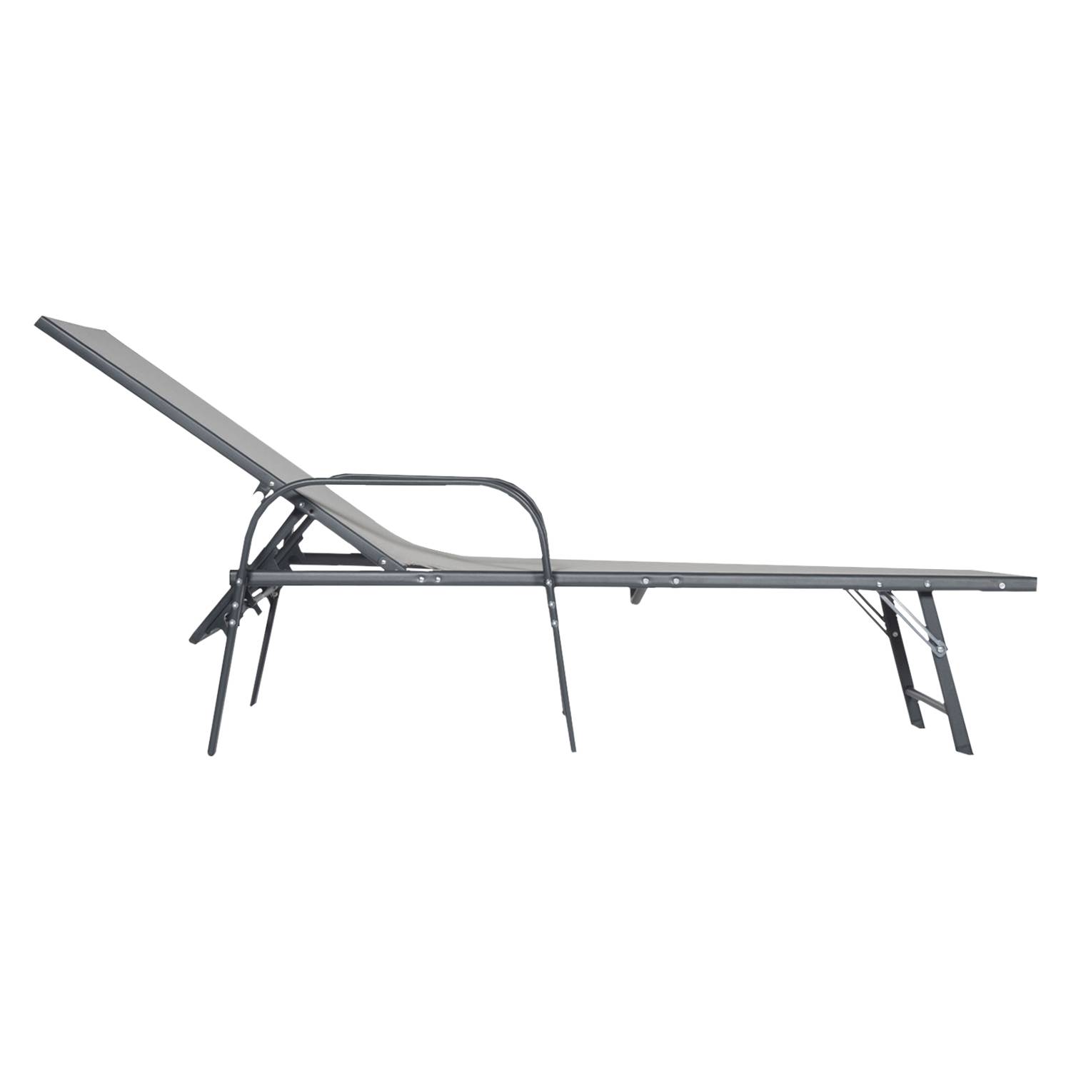 Lot de 2 bains de soleil SARDINIA en textilène gris - structure anthracite - HAPPY GARDEN - Image 3