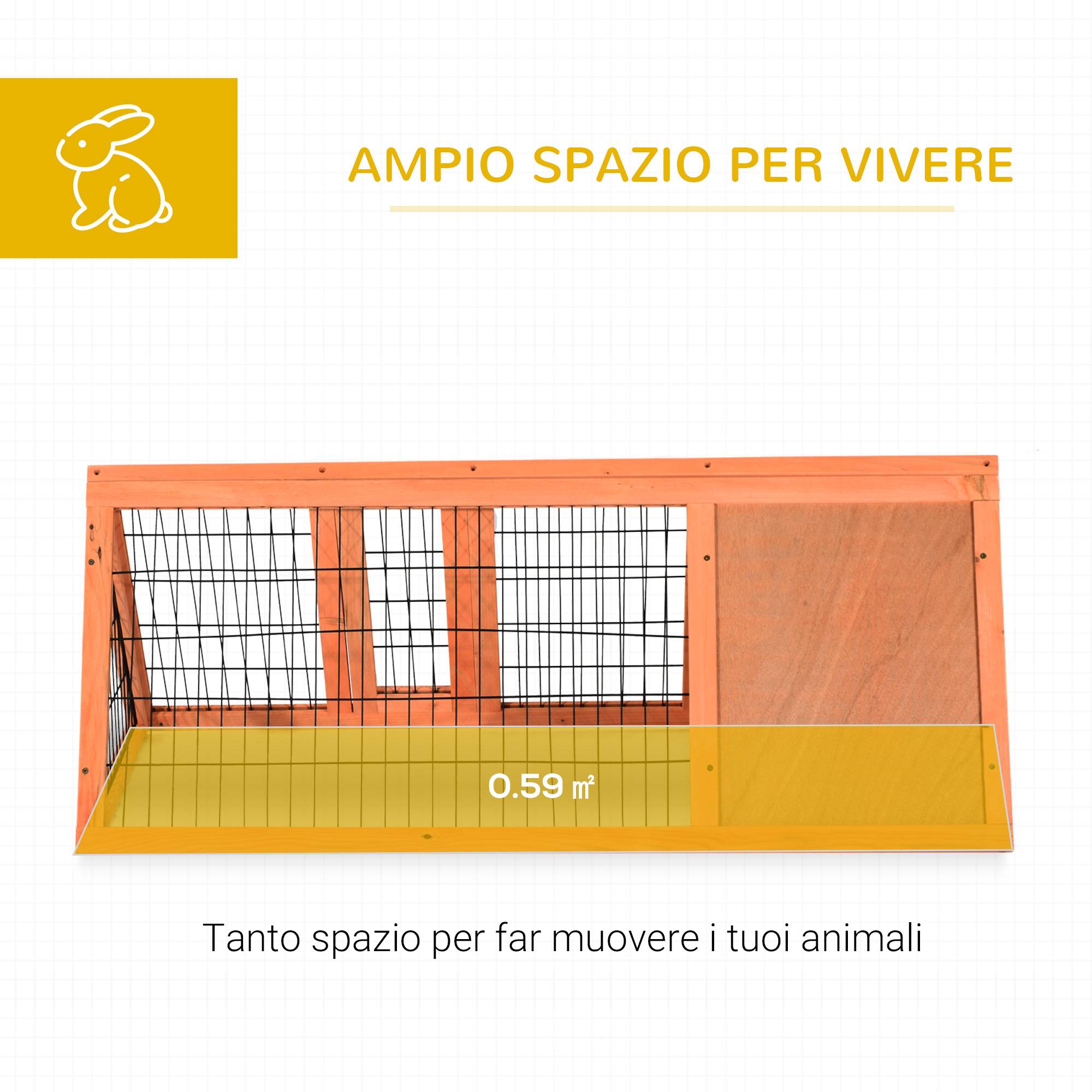 Clapier pour lapins et petits animaux en bois d'épicéa, 118x50x45cm - Image 5