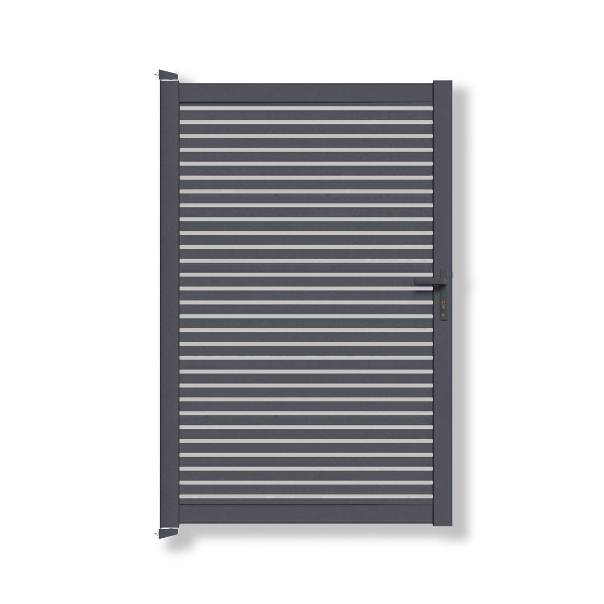 Kit Portillon Aluminium OLINDA 45mm Gris sur Platine - Hauteur : 183cm - Largeur max : 120 cm - Compatible clôture OLINDA - Image 1