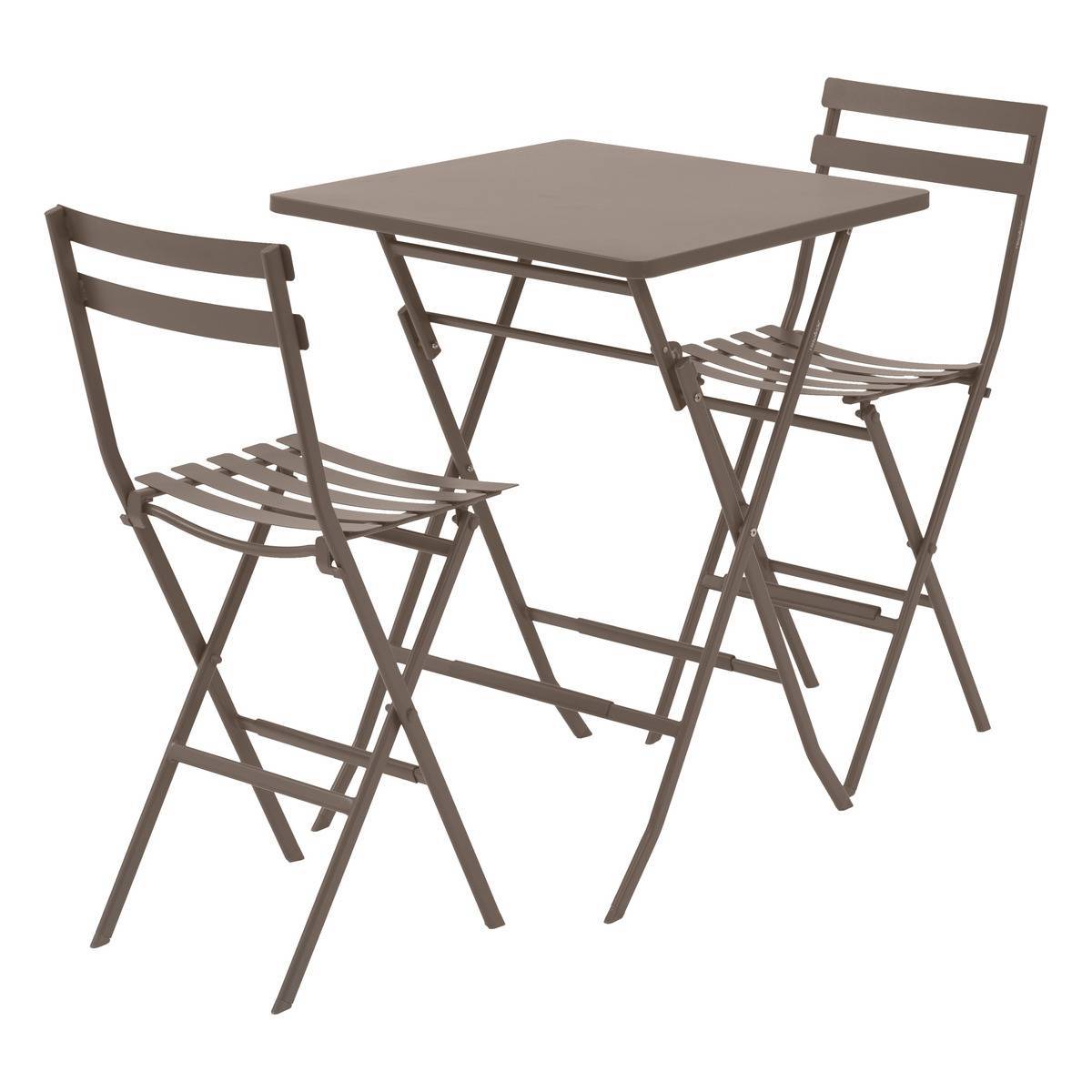 Hesperide - Table haute pliante de jardin "Greensboro" tonka 2 places en acier traité époxy Hespéride - Imagen 2