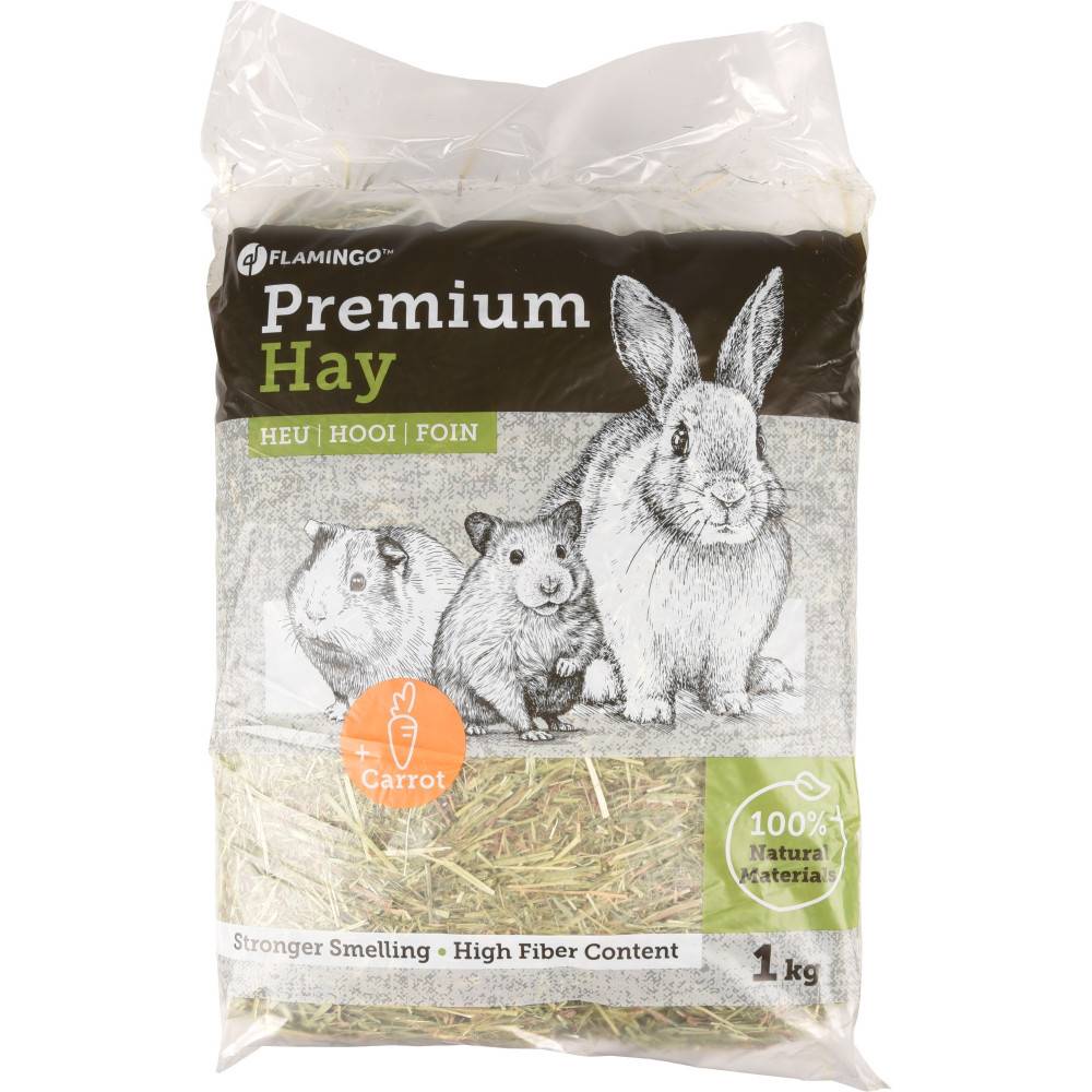 Foin de pré premium avec carotte 1 kg soit 30 litres pour rongeur - Imagen 1