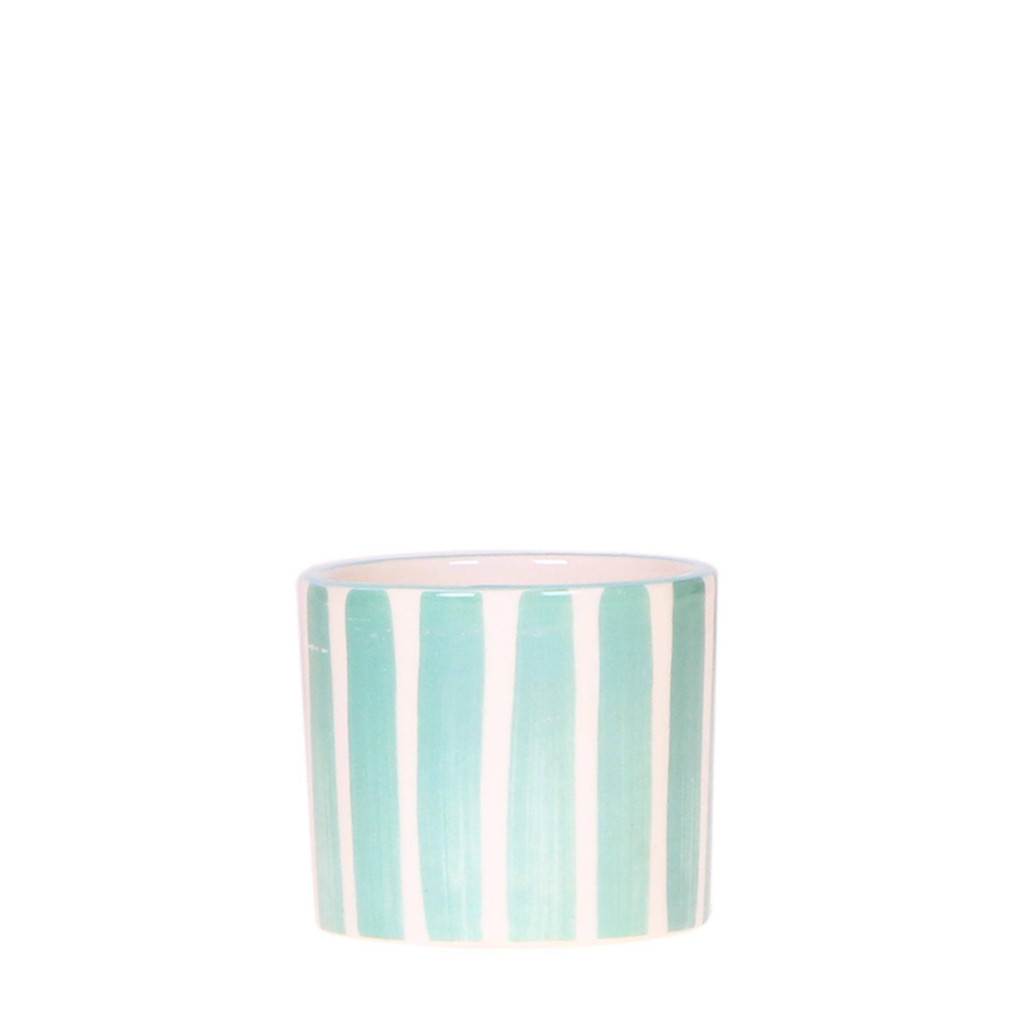 Pot décoratif Painted Stripe - Turquoise- La Green Touch