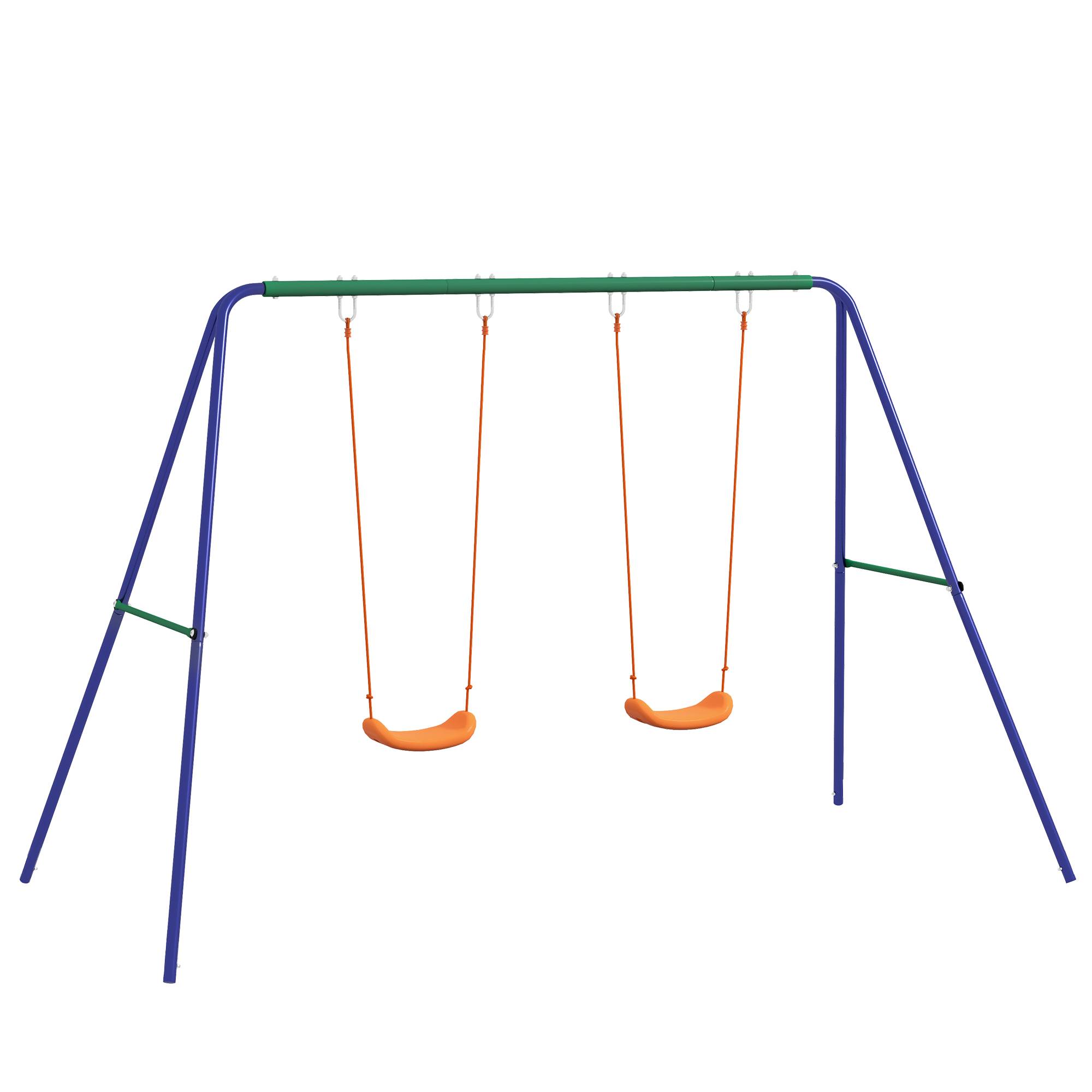 ComfortXL - Portique balançoire double métal multicolore 269 x 160 x 180 cm pour jardin avec sièges réglables pour enfants - Image 10