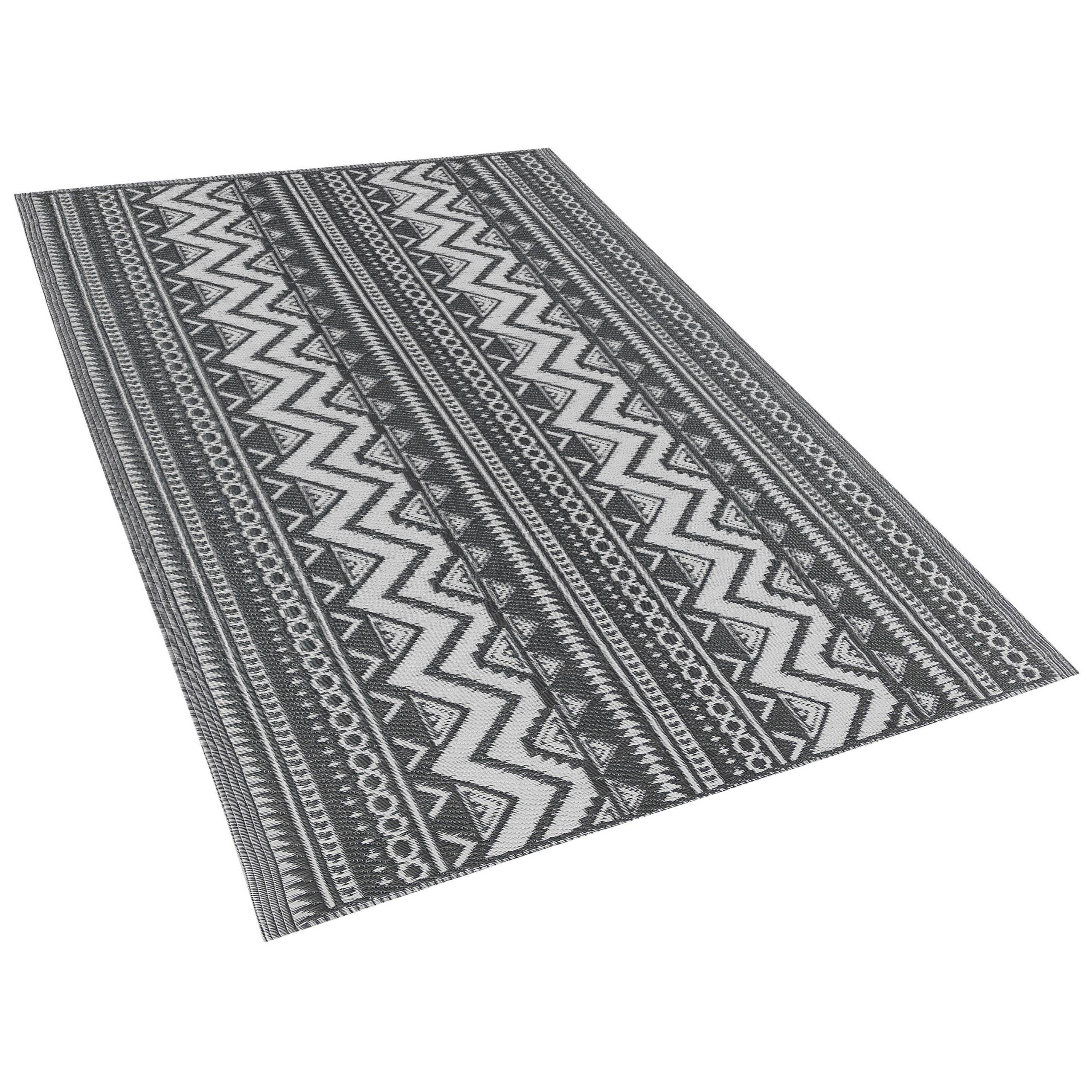 Beliani - Tapis Extérieur et Intérieur Noir et Blanc en Polypropylène Motif ZigZag Ethnique pour Salon ou Terrasse au Style Boho 120 x 180 cm Beliani - Imagen 4