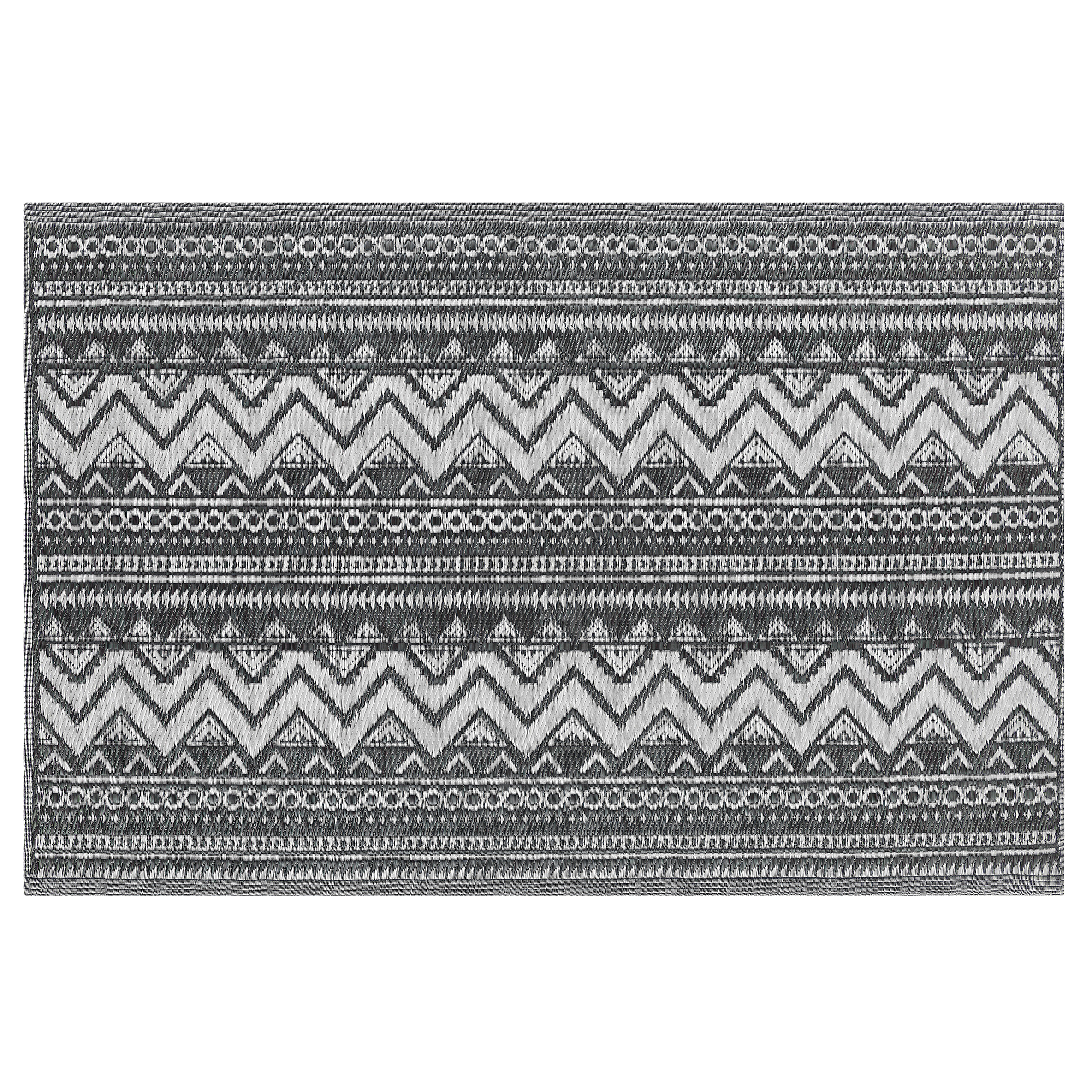 Beliani - Tapis Extérieur et Intérieur Noir et Blanc en Polypropylène Motif ZigZag Ethnique pour Salon ou Terrasse au Style Boho 120 x 180 cm Beliani - Imagen 1
