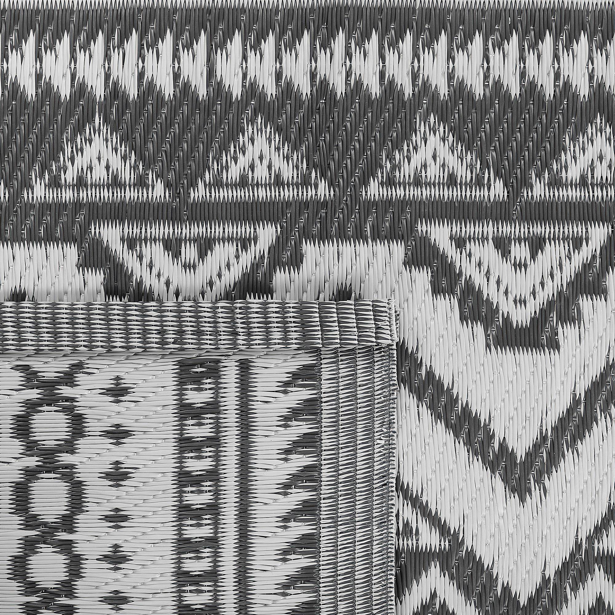 Beliani - Tapis Extérieur et Intérieur Noir et Blanc en Polypropylène Motif ZigZag Ethnique pour Salon ou Terrasse au Style Boho 120 x 180 cm Beliani - Imagen 5