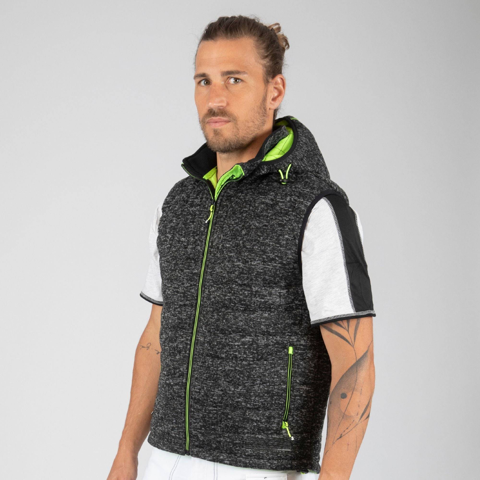 Nineworths - TEDDY - GILET SANS MANCHES DE TRAVAIL - 1131 | Noir / Jaune fluo