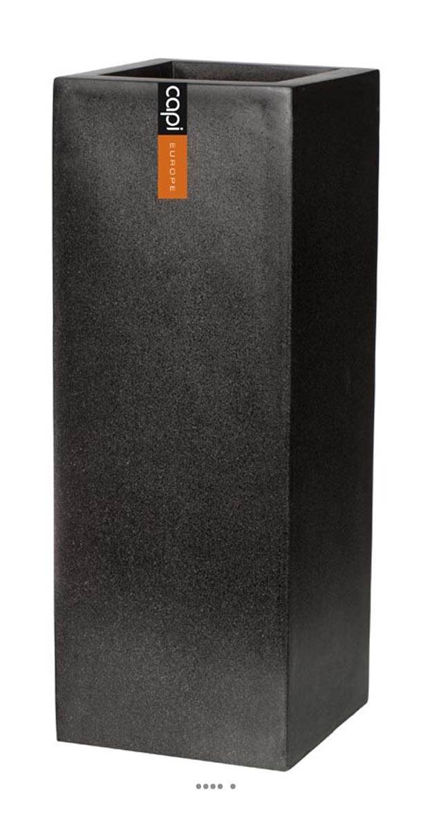 Artificielles - Bac en pures Fibres Baya Ext. carré Haut L 45 x 45 x H100 cm Noir - dimhaut: H 100 cm - couleur: Noir