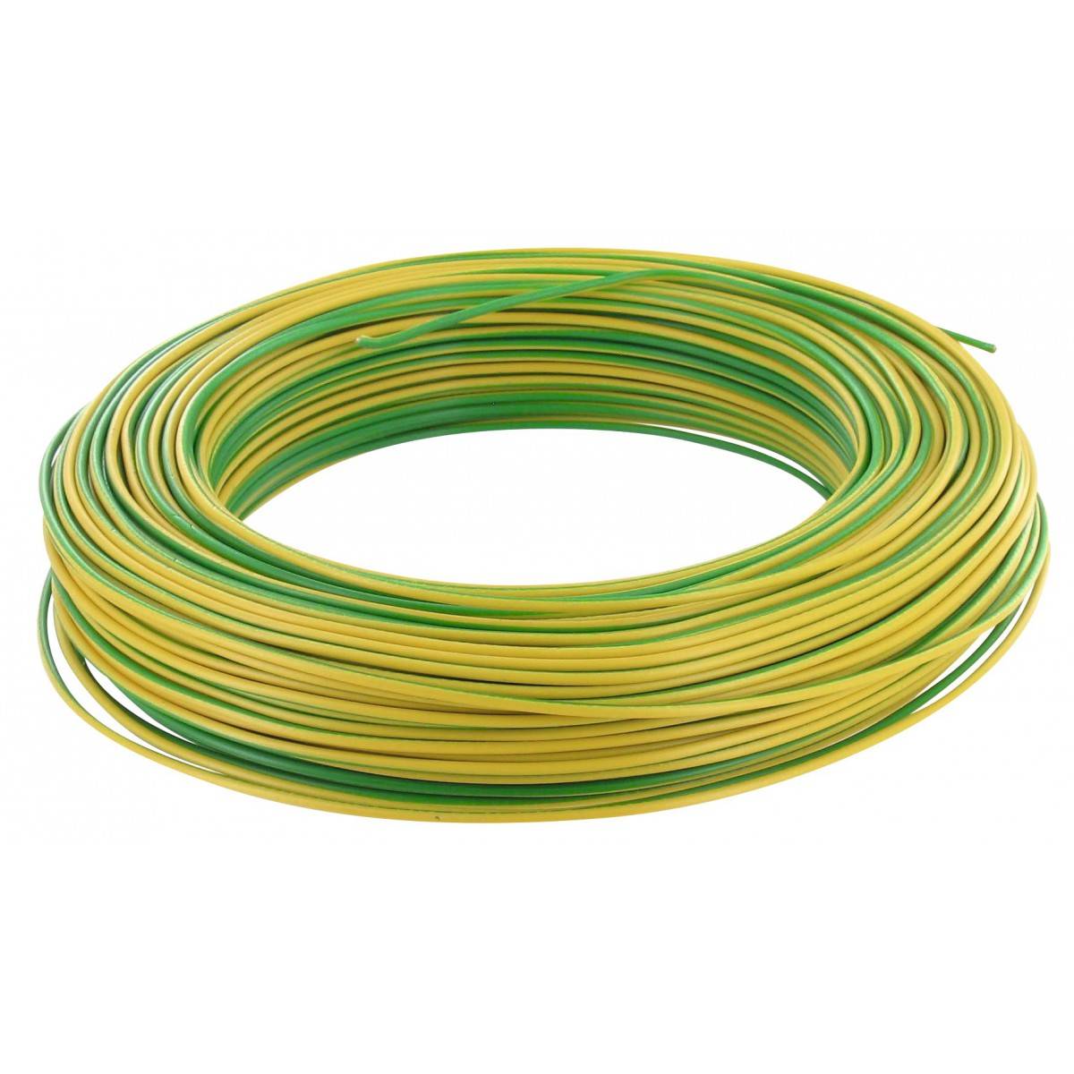 Fil rigide HO7 V-R 10mm² vert/jaune 1M - FILS & CABLES - 003405 (AHA)