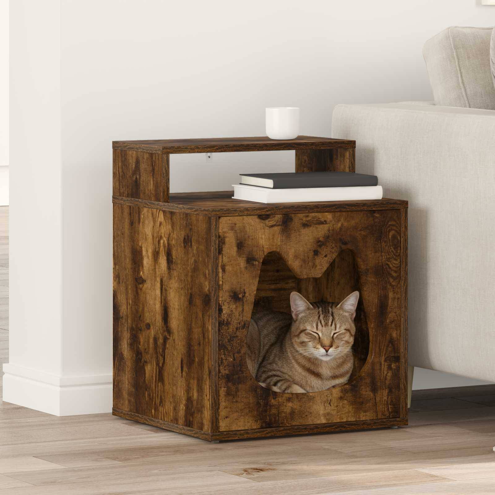 Vidaxl - Maison pour chat Chêne fumé 42,5 x 40 x 53,5 cm vidaXL 8000694 - Image 1
