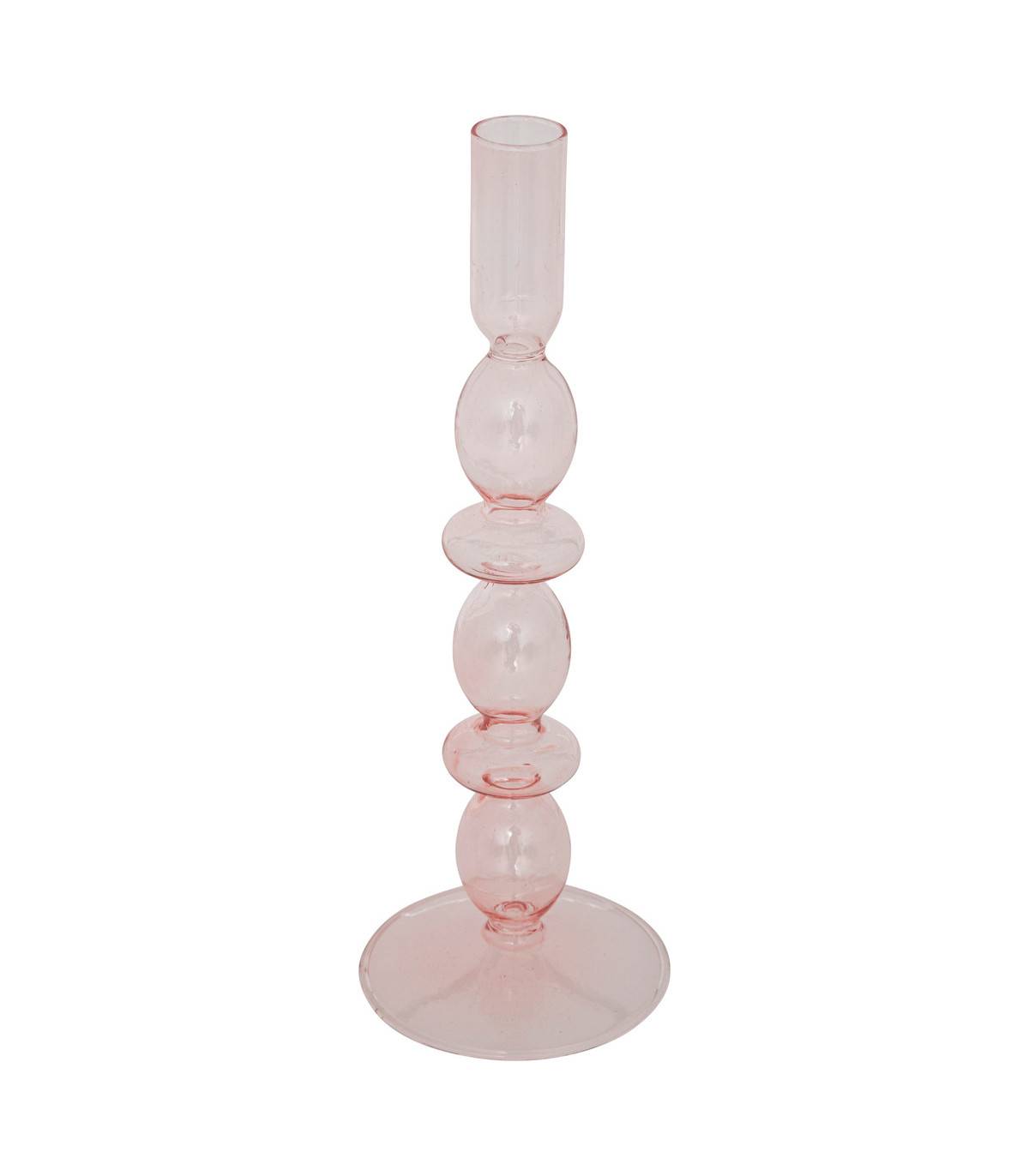 Bougeoir Chandelier en Verre Rose H 25.7 cm - Image 1