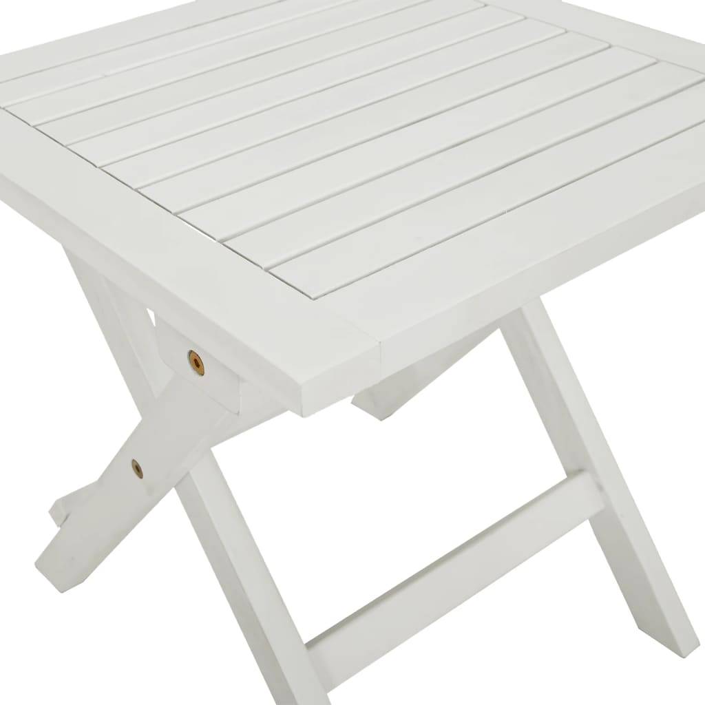 Helloshop26 - Transat chaise longue bain de soleil lit de jardin terrasse meuble d'extérieur avec table blanc bois massif d'acacia - Imagen 7