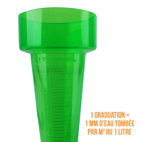 Pluviomètre en plastique 43.5 cm avec piquet de fixation - Graduation 39 mm - Vert - Linxor - Image 3
