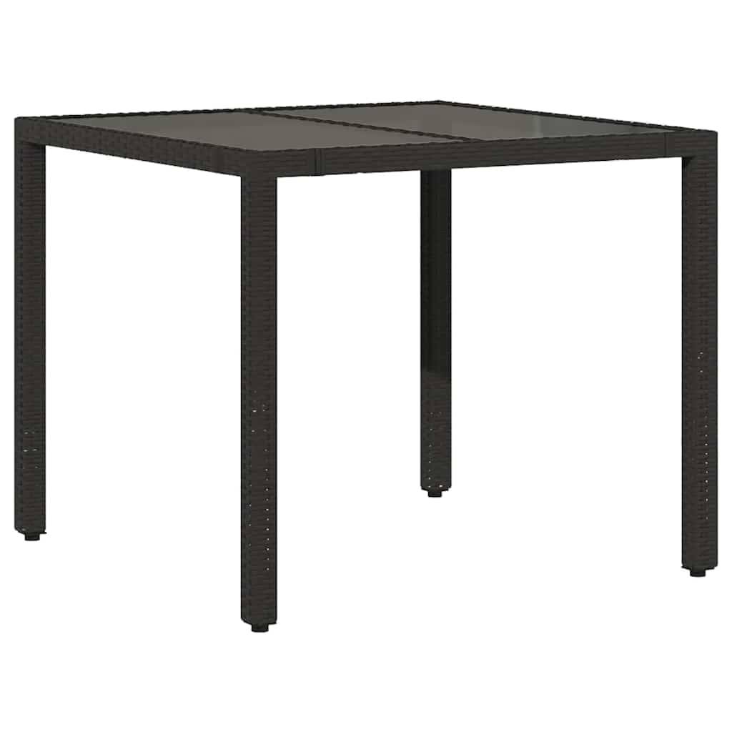 PANGIVO - Table de jardin résine tressée verre trempé noir 90 x 90 x 75 cm - PANGIVO - Image 2