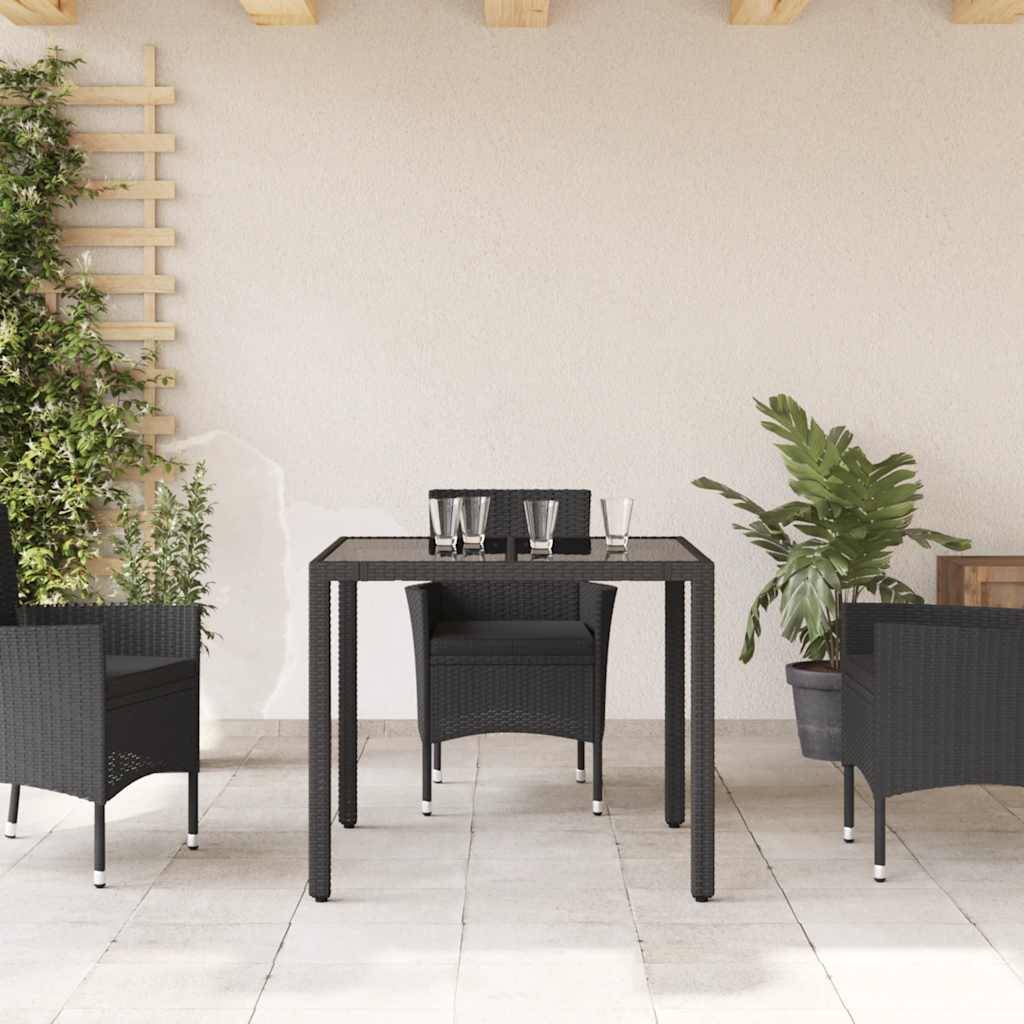 PANGIVO - Table de jardin résine tressée verre trempé noir 90 x 90 x 75 cm - PANGIVO - Image 3