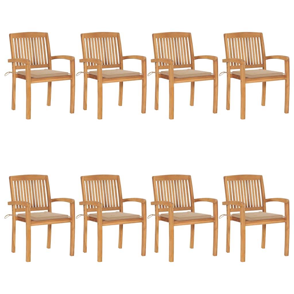 Chaises de jardin empilables Teck solide beige 60 x 57.5 x 90 cm - PANGIVO - Image 1
