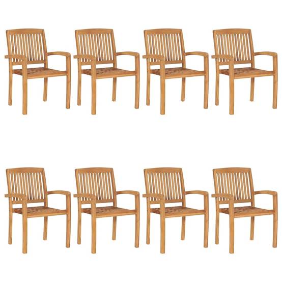 Chaises de jardin empilables Teck solide beige 60 x 57.5 x 90 cm - PANGIVO - Image 2
