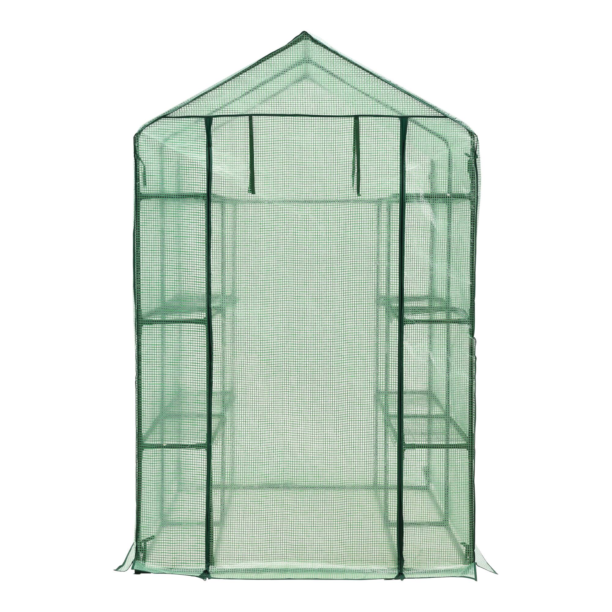 Serre de jardin Vale en acier et polyéthylène avec étagères intégrées 120 x 170 x 194 cm vert [en.casa] - Image 5