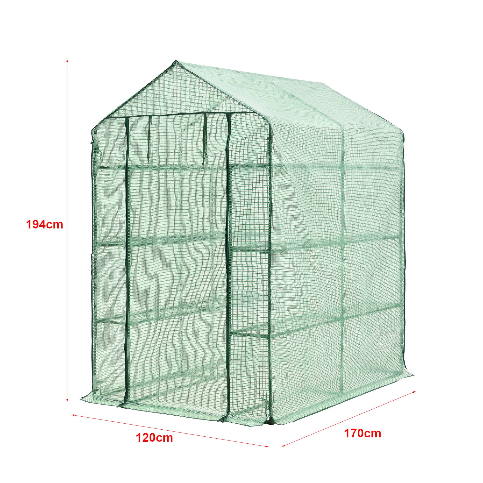 Serre de jardin Vale en acier et polyéthylène avec étagères intégrées 120 x 170 x 194 cm vert [en.casa] - Image 4