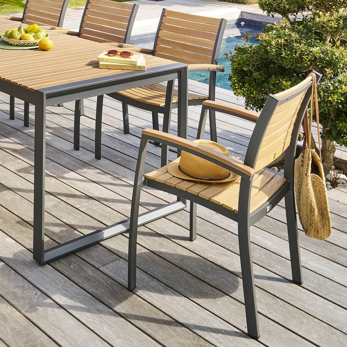 Hesperide - Fauteuil de jardin empilable "Acordia" eucalyptus et graphite Hespéride - Imagen 3